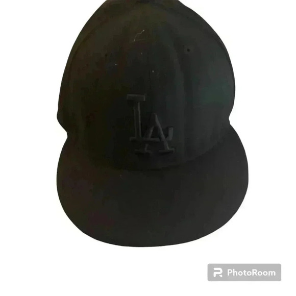 New Era 59Fifty Fitted Cap - Los Angeles Dodgers Black on Black Size 7.5 MLB - Picture 1 of 9